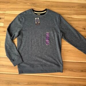 Method Mens‎ Gray Blue Waffle Knit Long Sleeve Crew Neck Pullover Shirt